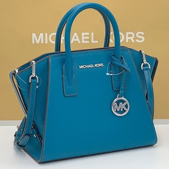 Michael Kors Avril Small Leather Top-Zip Satchel Lagoon color - Picture 13 of 16